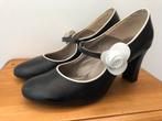Zwarte leren 50’s pumps met witte roosjes, Pumps, Zwart, Ophalen of Verzenden, Sacha