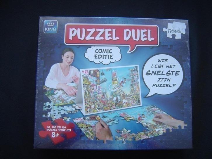Puzzel duel comic editie 6 puzzels van 50, 100 en 150 st., Hobby en Vrije tijd, Denksport en Puzzels, Nieuw, Minder dan 500 stukjes