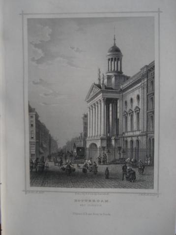 074/ Rotterdam Stadhuis Staalgravure 1860 beschikbaar voor biedingen