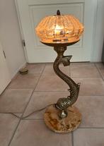 Antieke Dolfijn  Lamp met Marmeren Voet en Gouden Afwerking, Huis en Inrichting, Lampen | Tafellampen, Ophalen, Gebruikt