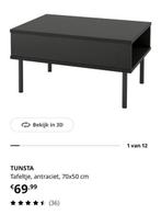 Tunsta (IKEA) bijzettafel / salontafel zwart, Huis en Inrichting, Ophalen, 50 tot 100 cm, Zo goed als nieuw, Minder dan 50 cm