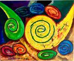 Olieverfschilderij Jan van Holhe, Antiek en Kunst, Kunst | Schilderijen | Abstract, Ophalen of Verzenden