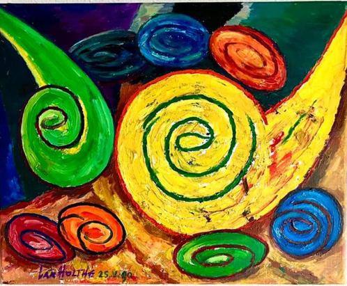 Olieverfschilderij Jan van Holhe, Antiek en Kunst, Kunst | Schilderijen | Abstract, Ophalen of Verzenden