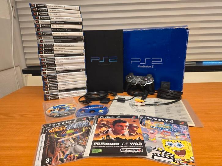 PlayStation 2 met originele doos, controller en 32 games, Spelcomputers en Games, Spelcomputers | Sony PlayStation 2, Gebruikt