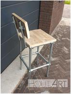 Kruk / Barkruk RUGLEUNING steigerbuis met steigerhout, 5 krukken of meer, Nieuw, Ophalen of Verzenden, Hoeves 3 in Schijndel