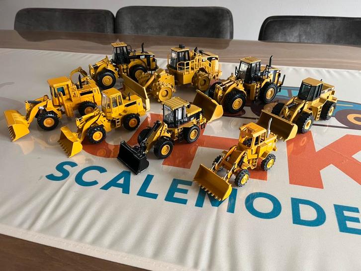 Partij Caterpillar shovels en compactor NZG Norscot Gescha, Hobby en Vrije tijd, Modelauto's | 1:50, Zo goed als nieuw, Hijskraan, Tractor of Landbouw