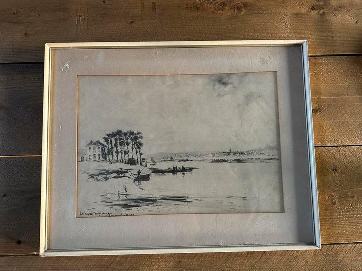 Schilderij Ben van Londen - Lexkesveer Wageningen, Antiek en Kunst, Kunst | Schilderijen | Klassiek, Ophalen of Verzenden