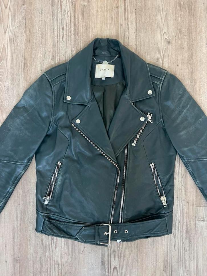 Dante6 leren jas ijsblauw - zo goed als nieuw!, Kleding | Dames, Jassen | Zomer, Zo goed als nieuw, Maat 36 (S), Blauw, Ophalen of Verzenden