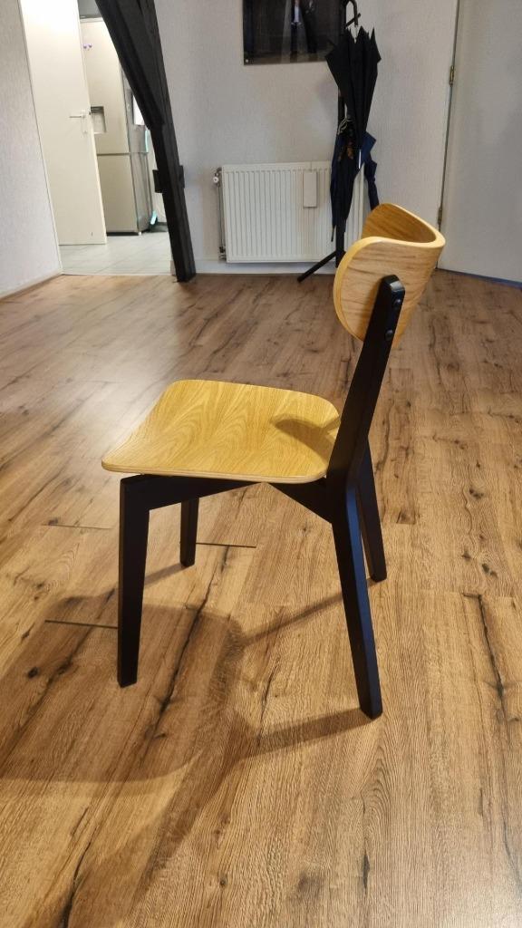 Set houten stoelen met zwart houten frame, Huis en Inrichting, Stoelen, Zo goed als nieuw, Vijf, Zes of meer stoelen, Hout, Bruin