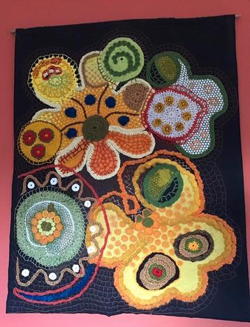 Wandkleed vintage/retro/handgemaakt/jaren60/70- 90x70 cm beschikbaar voor biedingen