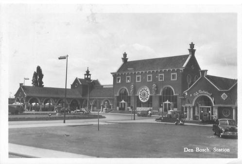 Den Bosch Station 1955 (a1262), Verzamelen, Ansichtkaarten | Nederland, Gelopen, Noord-Brabant, 1940 tot 1960, Verzenden
