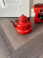 Antieke/vintage emaille theepot, kleur rood, Ophalen of Verzenden