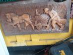 Ploegende boer  uniek exemplaar houtsnijwerk 82 x 37 cm, Antiek en Kunst, Ophalen