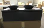 nieuw badmeubel 130x50, mat antraciet, 2 x hardsteen waskom, Doe-het-zelf en Verbouw, Sanitair, Ophalen, RLS GRONINGEN, Overige typen