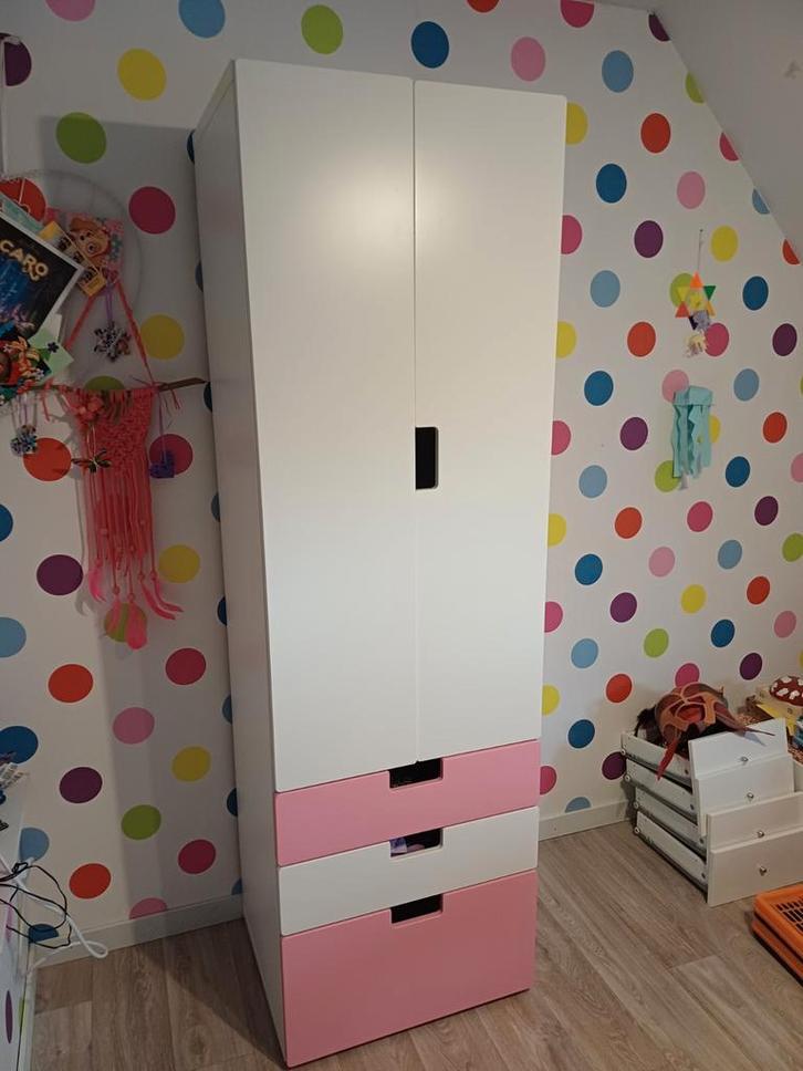 Leuke ikea stuva kledingkast meisje wit roze 61x52x193cm, Kinderen en Baby's, Kinderkamer | Overige Meubels, Gebruikt, Kast, Ophalen