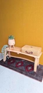 Brocante vintage reis koffer, rieten valies, koffertje, Antiek en Kunst, Ophalen of Verzenden