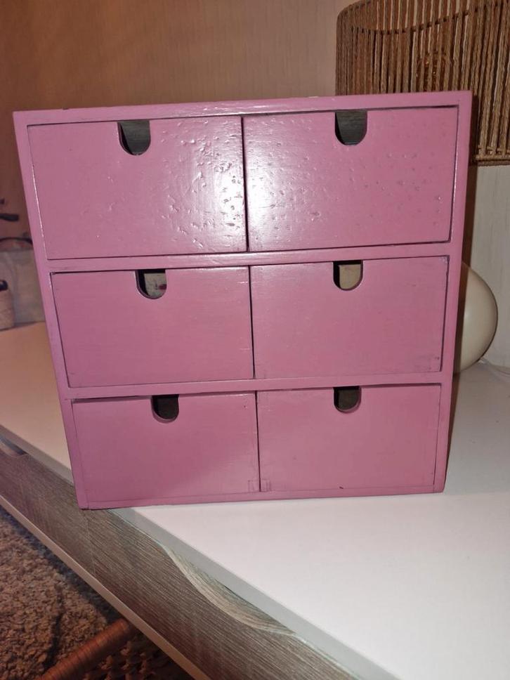 Oudroze Moppe ladekastje - Mini opberger, Huis en Inrichting, Kasten | Dressoirs, Gebruikt, Minder dan 50 cm, Minder dan 25 cm