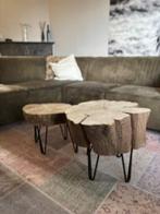 Unieke handgemaakte boomstam salontafels (set), Ophalen, Rond