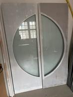 Dubbele hardhouten deuren met glas en kozijn 2x 73x211,5cm, Doe-het-zelf en Verbouw, Deuren en Horren, Ophalen, 120 cm of meer