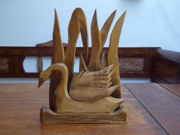 Vintage houten brievenhouder, zwaan beschikbaar voor biedingen