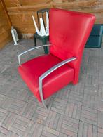 Rode design stoel met metalen armleuningen, Huis en Inrichting, Ophalen of Verzenden
