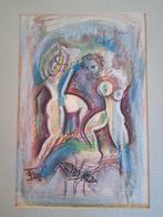 Toon Willemsen, (1937-2015), pastelkrijt tekening, Ophalen of Verzenden