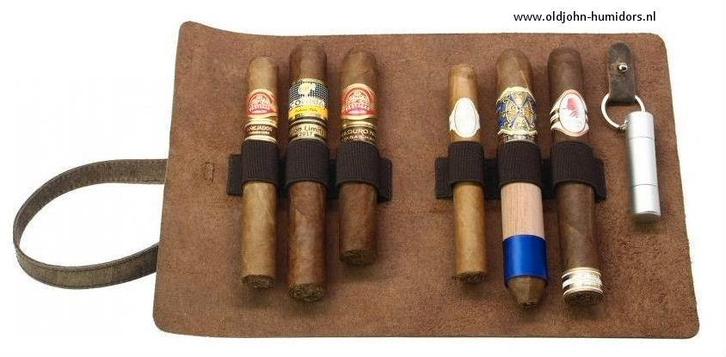 ADORINI  SIGARENTAS - CIGAR ROLL - ECHT LEER BRUIN   sk13741, Verzamelen, Rookartikelen, Aanstekers en Luciferdoosjes, Nieuw, Tabaksdoos of Verpakking
