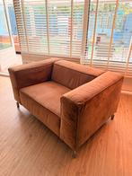 Cognac fluwelen bankstel (3+1), Huis en Inrichting, Banken | Bankstellen, Ophalen, 75 tot 100 cm, Zo goed als nieuw, Rechte bank