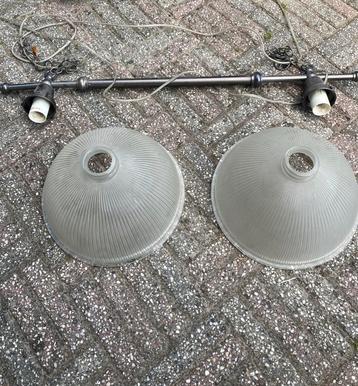 Vintage Hanglamp met Glazen Kappen