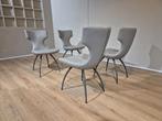 4x Leolux Callas-Eetkamerstoelen - Grijs - Leder-Nieuwstaat, Huis en Inrichting, Stoelen, Ophalen of Verzenden, Zo goed als nieuw