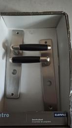 Klinken met WC sluiting zwart met rvs, Doe-het-zelf en Verbouw, Hang- en Sluitwerk, Ophalen of Verzenden, Nieuw, Rvs, Klink of Kruk