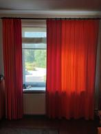 Gordijnen oranje, met rode middenbaan, Huis en Inrichting, Stoffering | Gordijnen en Lamellen, 200 cm of meer, Rood, Ophalen of Verzenden