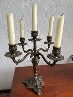Antieke bronzen/messing kandelaar met 5 armen, Ophalen of Verzenden, Koper of Brons