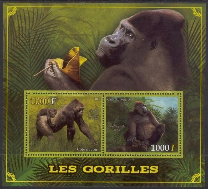 Gorilla - Cote D'Ivoire 2013 - Postfris, Postzegels en Munten, Postzegels | Thematische zegels, Postfris, Dier of Natuur, Verzenden