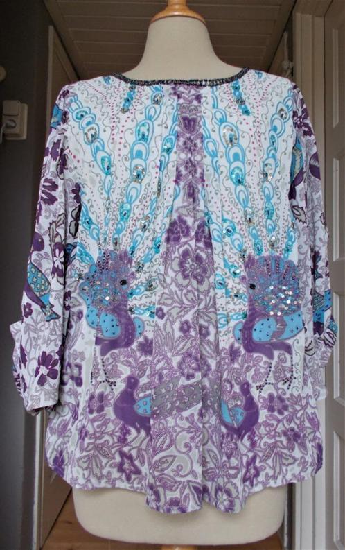 Kraaltjes bewerkte pauw print top/tuniek met vlindermouw! 38, Kleding | Dames, Blouses en Tunieken, Zo goed als nieuw, Maat 38/40 (M)
