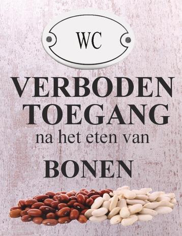 WC FUN BORD Verboden toegang na het eten van bonen.