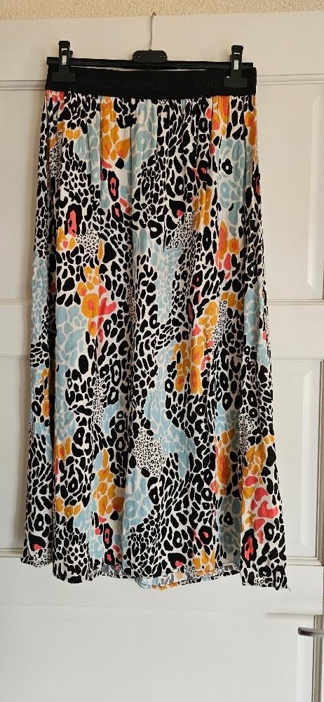 Andcowoman & co woman lange rok maat M zwart blauw oranje, Kleding | Dames, Rokken, Maat 38/40 (M), Overige kleuren, &Co Woman