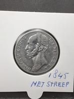 1 gulden 1845 Koning Willem II met streep, Postzegels en Munten, Munten | Nederland, 1 gulden, Zilver, Ophalen of Verzenden, Losse munt