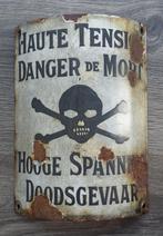 Om 1920-1940 Emaille Bord Hoogspannings Mast Schedel Botten