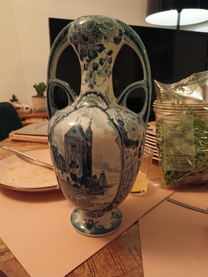 Royal Mosa Delft Blauw Vaas - Beschadigd, Antiek en Kunst, Antiek | Vazen, Ophalen