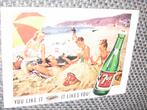 Drink 7-Up op het Strand Oude Reclame, Verzamelen, Verzenden, Voor 1920, Ongelopen, Overige thema's