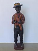 vintage houten groot koloniaal standbeeld man met hoed 55cm, Antiek en Kunst, Kunst | Beelden en Houtsnijwerken, Ophalen of Verzenden