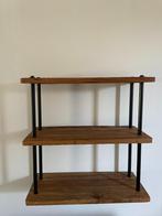 Wandrek boekenrek zwart metaal teak drijfhout 60 cm breed, Huis en Inrichting, Ophalen, Zo goed als nieuw