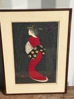 Dancing Geisha, Kawano Kaoru , woodblock print, Antiek en Kunst, Ophalen of Verzenden