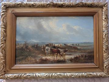 A.J. van Prooijen - Romantisch vee schilderij beschikbaar voor biedingen