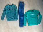 Set blauw groen maat 158 IBJ sweater Bellaire skinny jeans, Jongen, Ophalen of Verzenden, Zo goed als nieuw, Setje