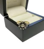 Antiek 14 K Gouden Rozet Ring 0.15 ct Roos Geslepen Diamant, 18 tot 19, Onbekend, Ophalen of Verzenden, Zo goed als nieuw