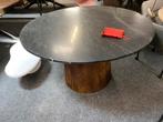 Tafel maxime 130 cm rond zwart echt marmer mango poot, Ophalen, Nieuw, Vijf personen of meer, Rond