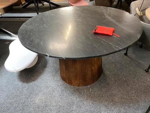Tafel maxime 130 cm rond zwart echt marmer mango poot, Huis en Inrichting, Tafels | Eettafels, Nieuw, Vijf personen of meer, Rond