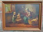 olieverfschilderij impressionisme gezinstafereel, Antiek en Kunst, Kunst | Schilderijen | Klassiek, Ophalen of Verzenden